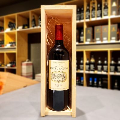 Château Haut Grignon Médoc Cru Bourgeois 2016 in houten kist